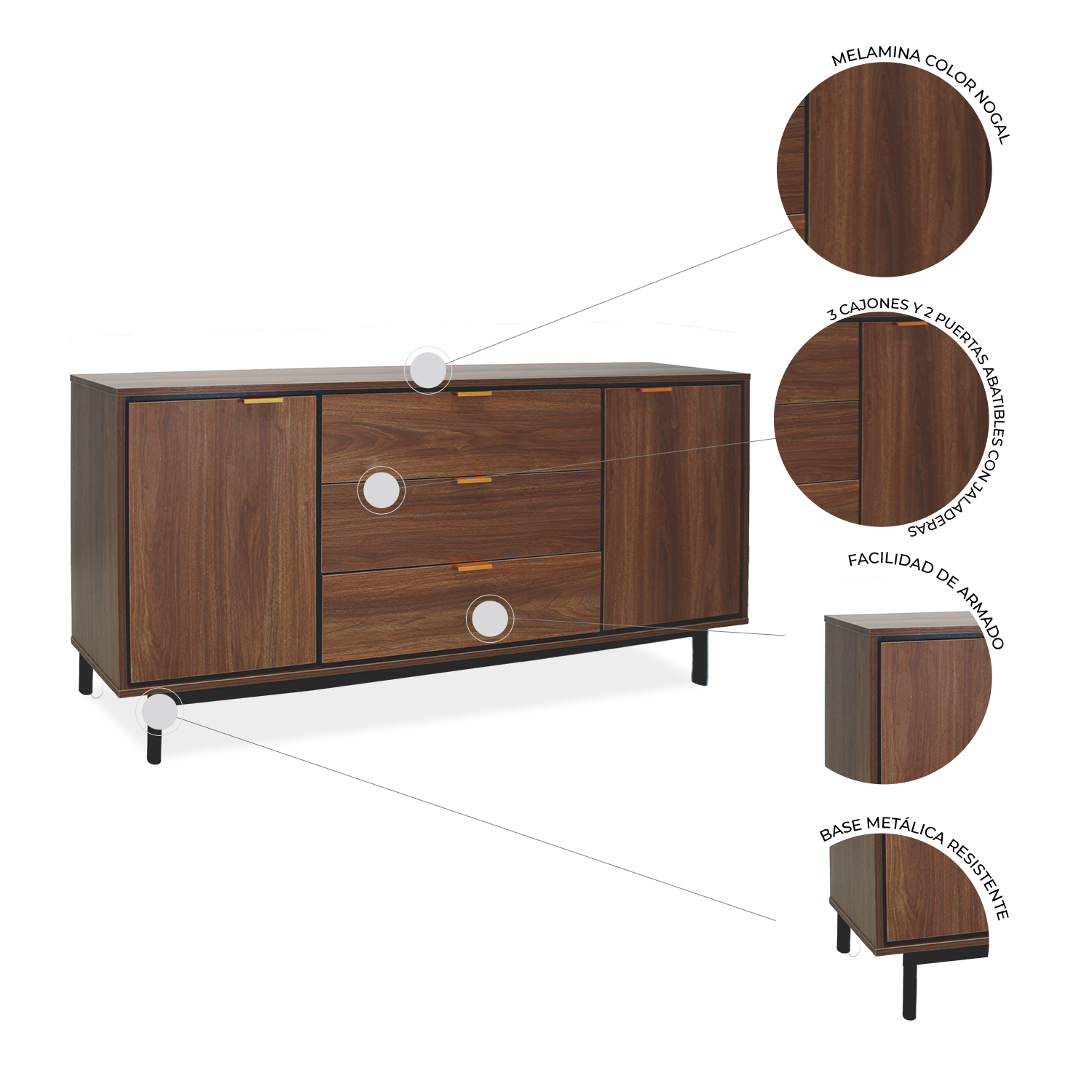Foto 5 pulgar | Credenza Mundo In Portofino Nogal