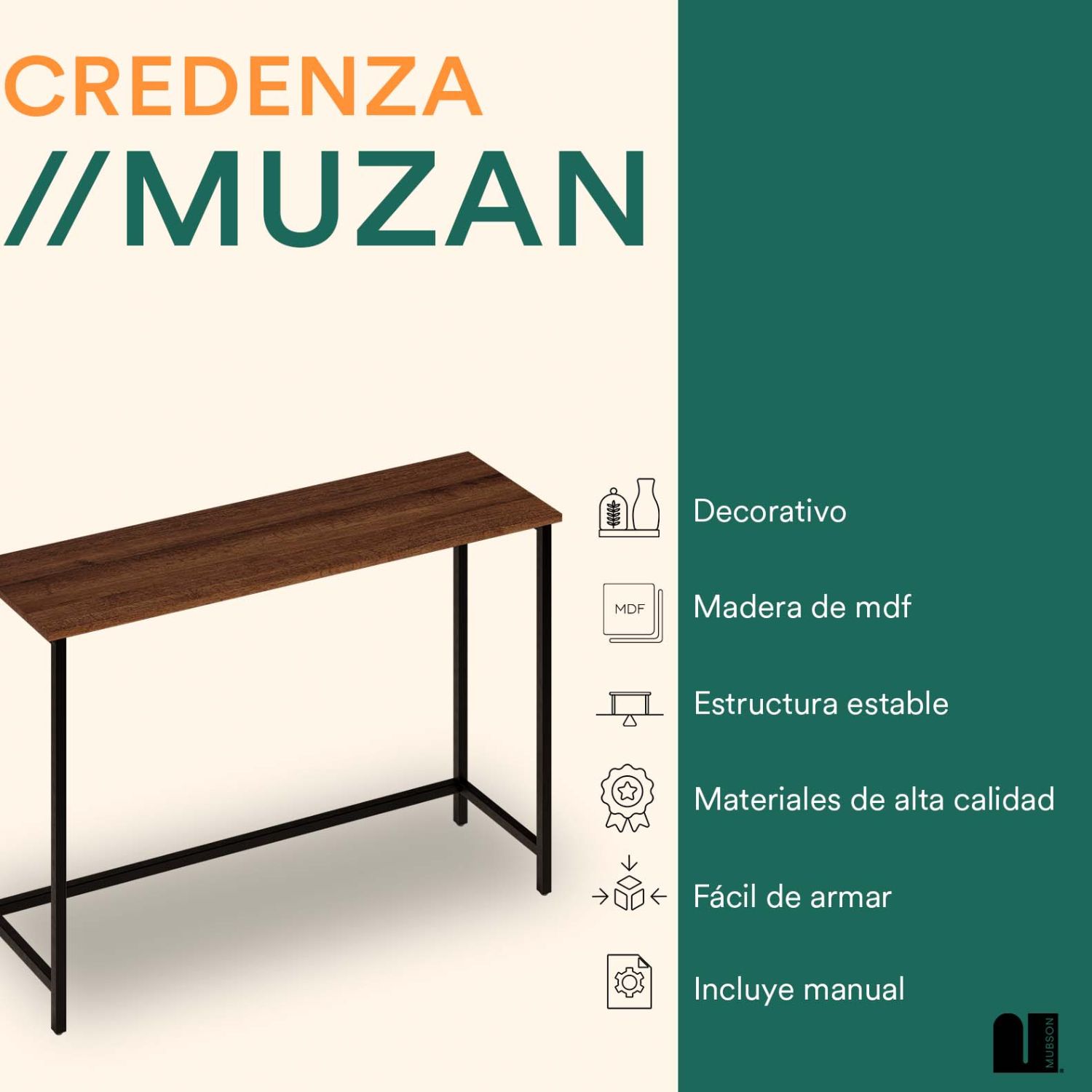 Foto 3 pulgar | Recibidor Mubson Muzan Marrón Mesa Decorativa para Sala o Recámara