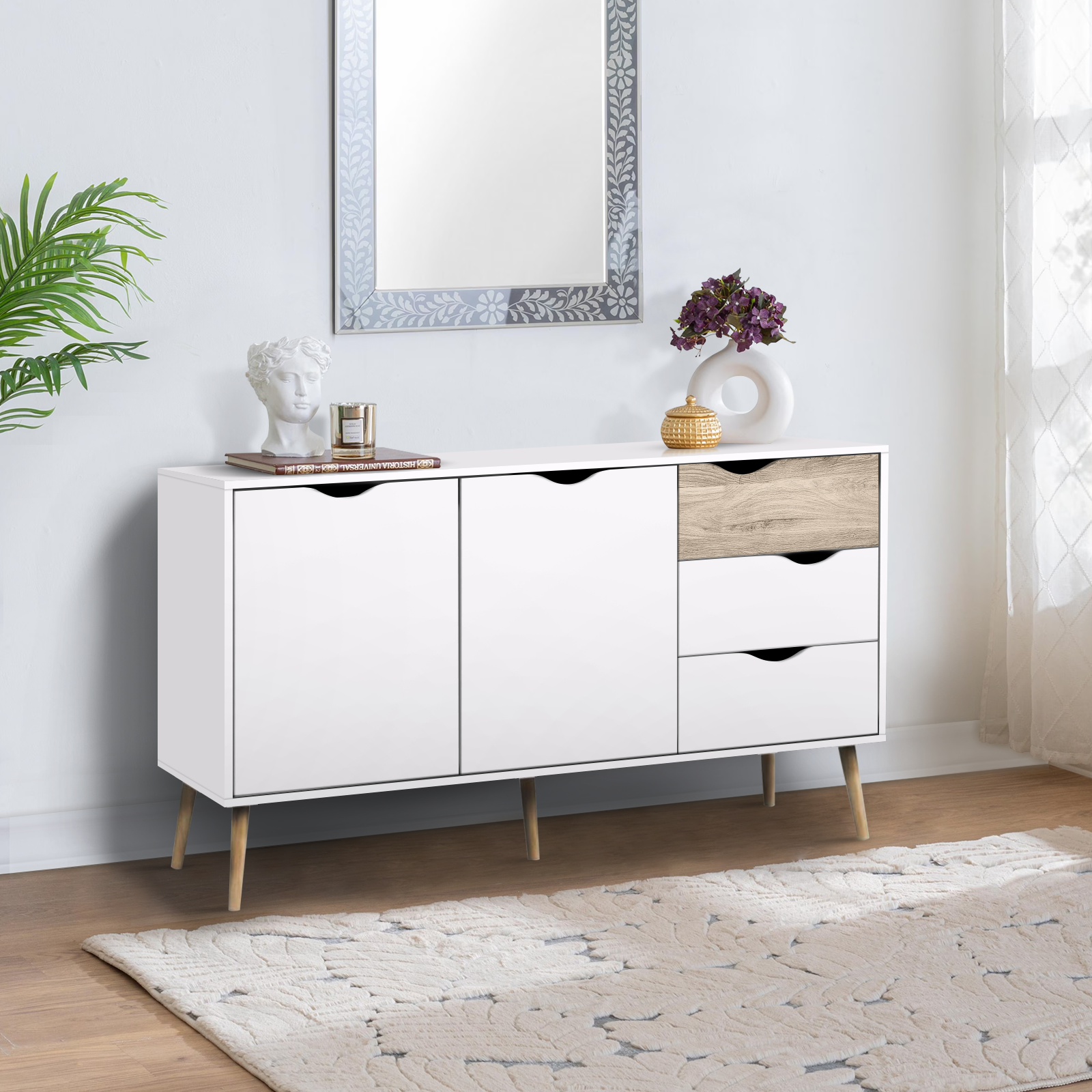 Foto 4 pulgar | Bufetera Credenza Nórdica Top Living Bergen Blanca