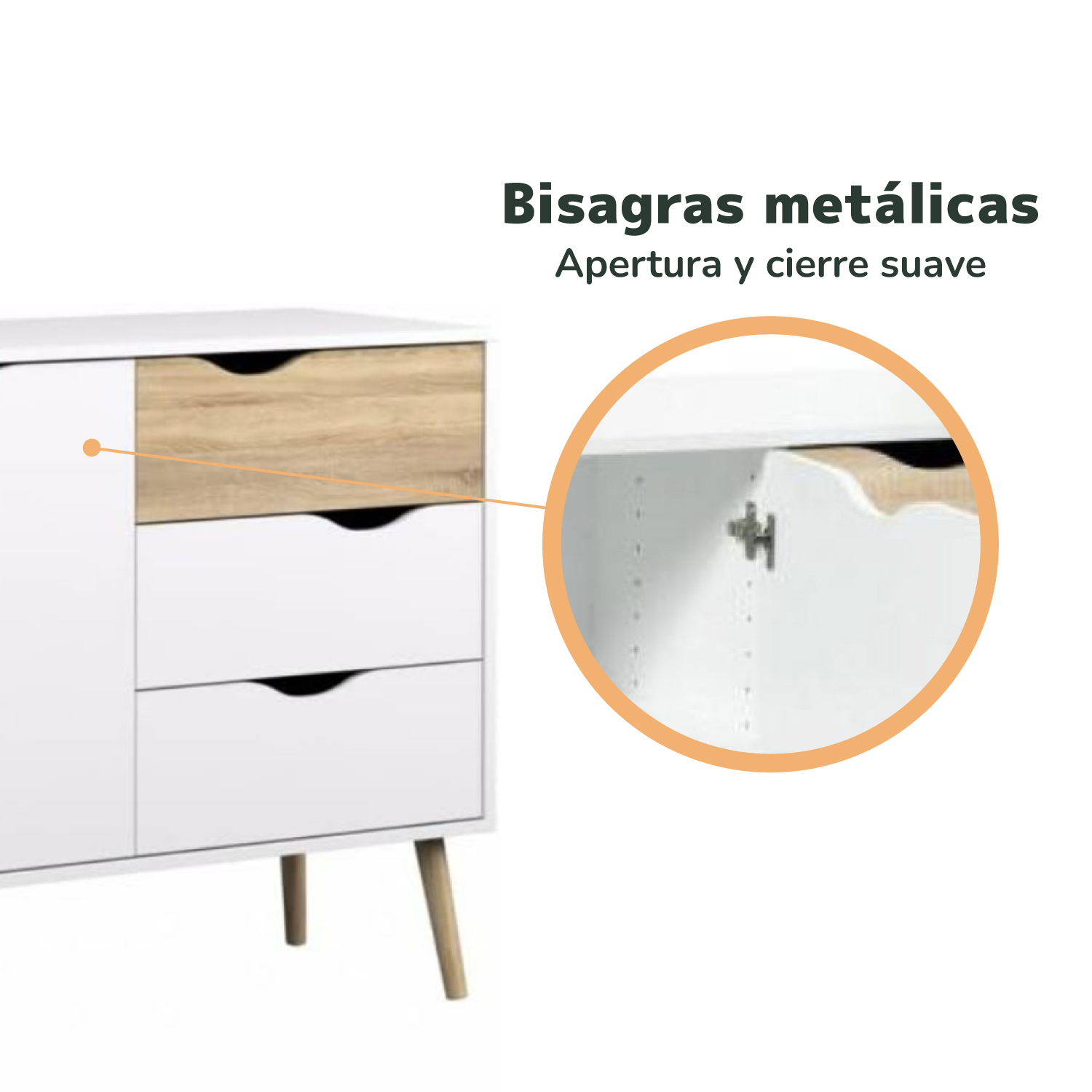 Foto 9 pulgar | Bufetera Credenza Nórdica Top Living Bergen Blanca