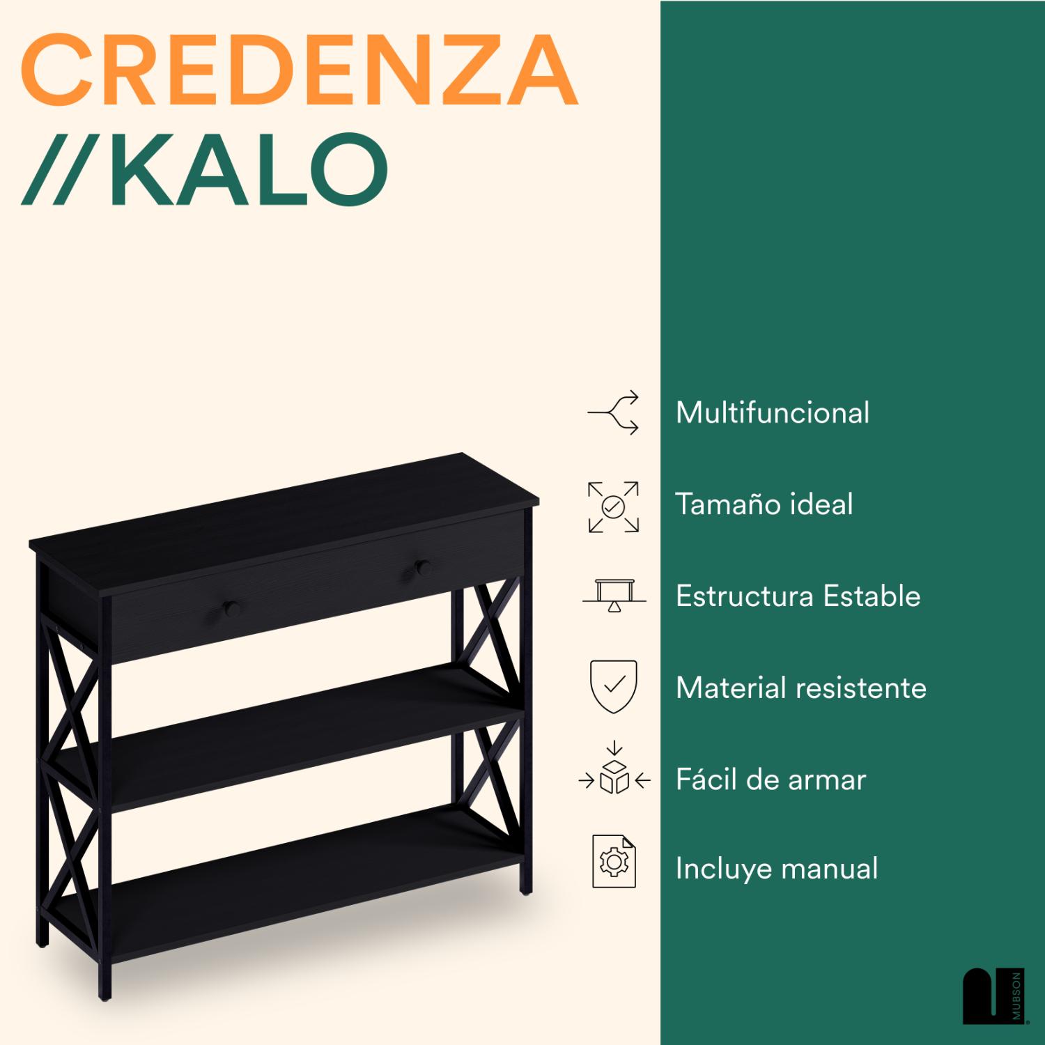 Foto 3 pulgar | Credenza Moderna Negra Mubson Recibidor Kalo