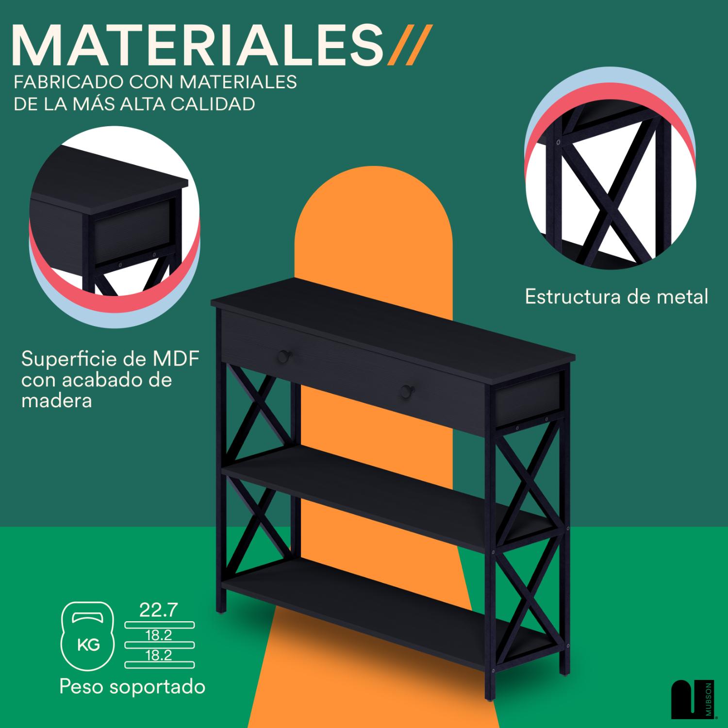 Foto 4 pulgar | Credenza Moderna Negra Mubson Recibidor Kalo