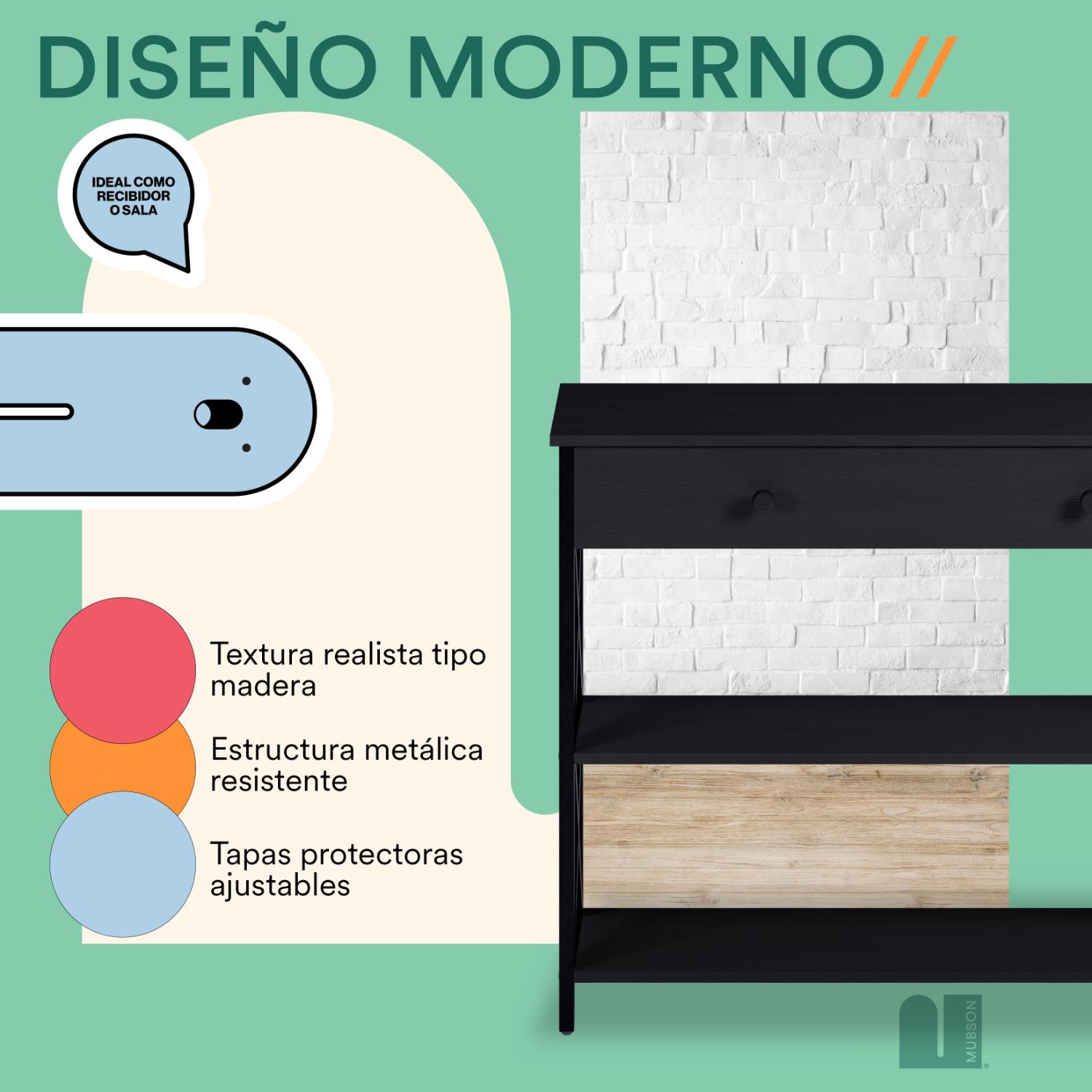 Foto 5 pulgar | Credenza Moderna Negra Mubson Recibidor Kalo