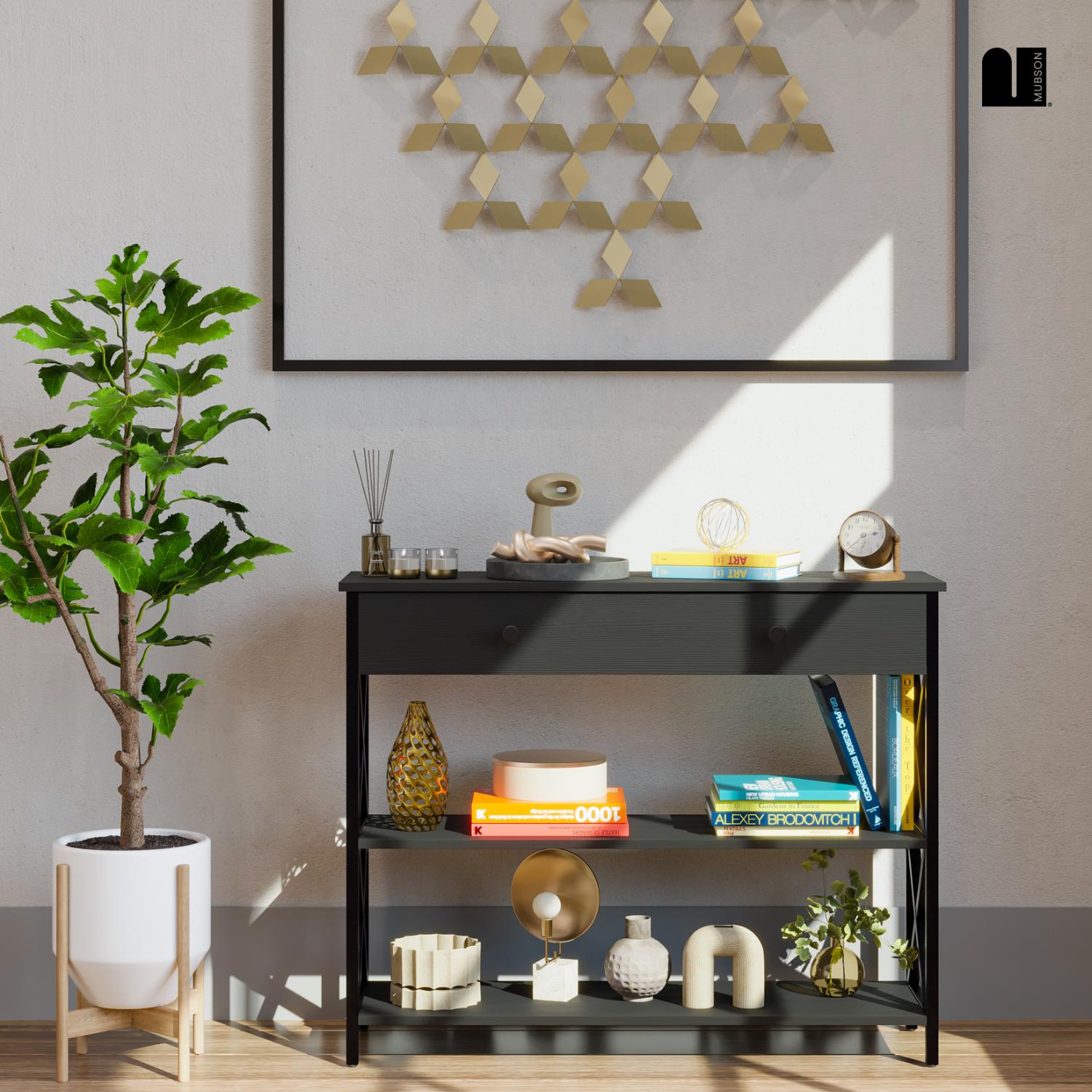 Foto 7 pulgar | Credenza Moderna Negra Mubson Recibidor Kalo