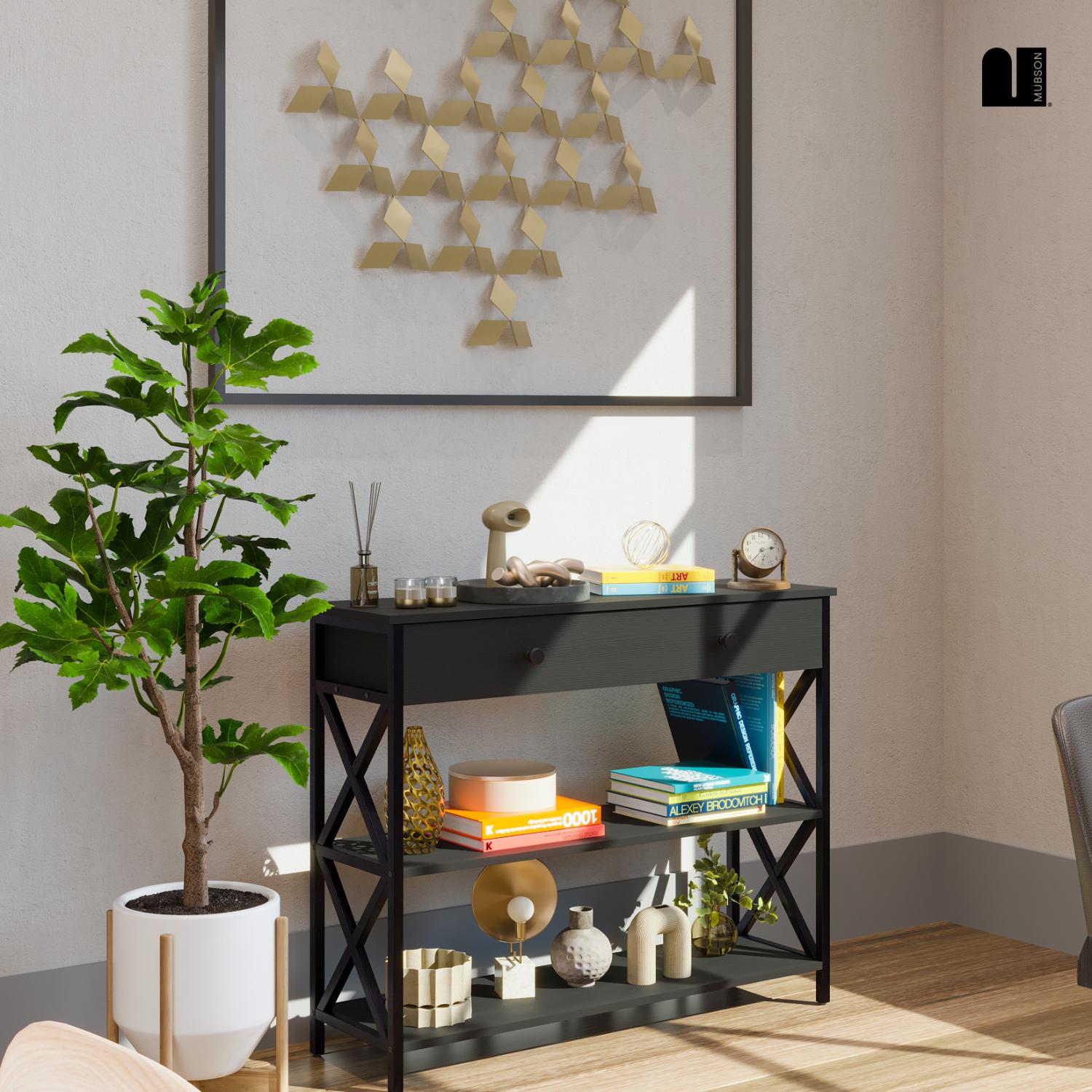 Foto 8 pulgar | Credenza Moderna Negra Mubson Recibidor Kalo