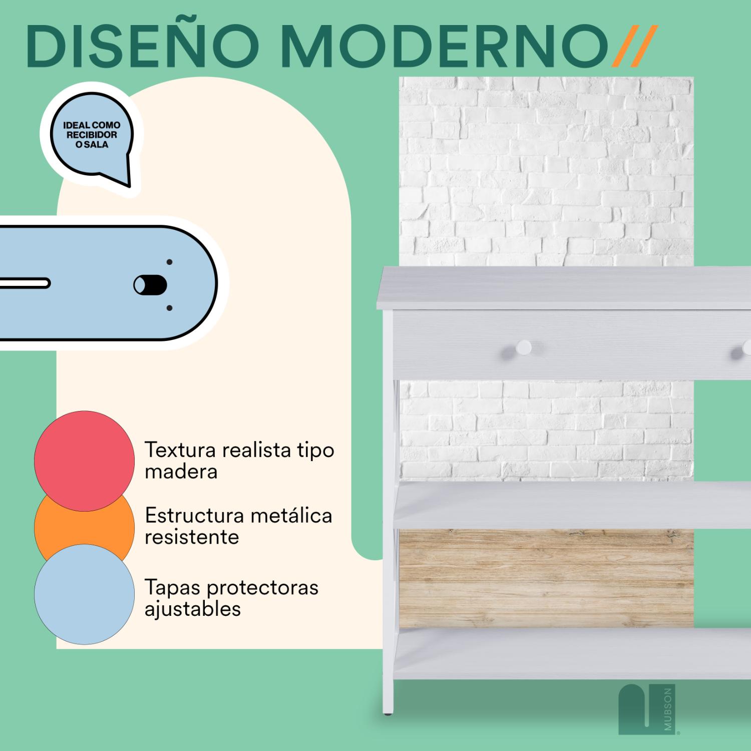 Foto 5 pulgar | Credenza Moderna Blanca Mubson Recibidor Kalo
