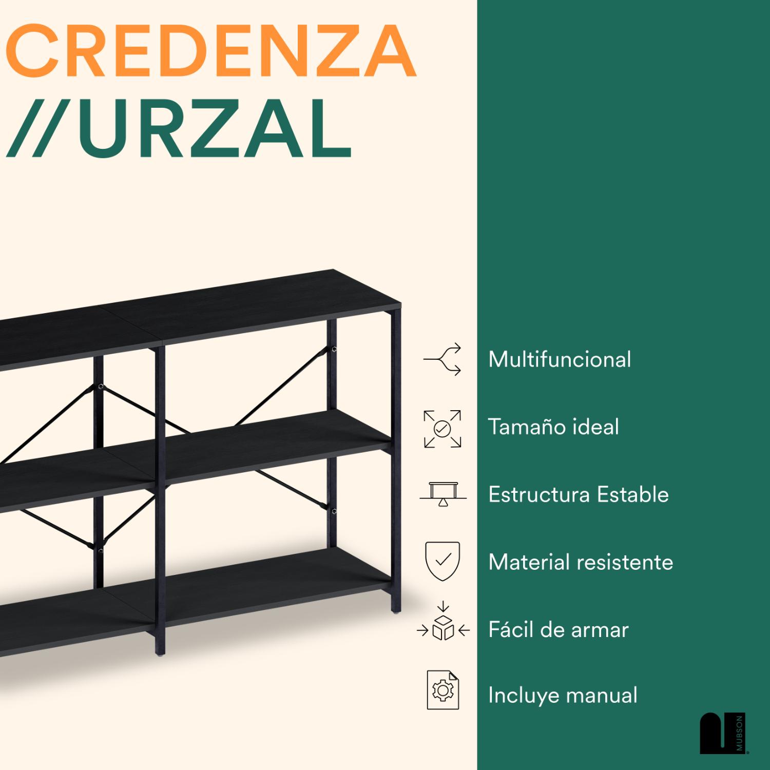 Foto 2 | Credenza 3 Repisas Negra Mubson Recibidor Urzal