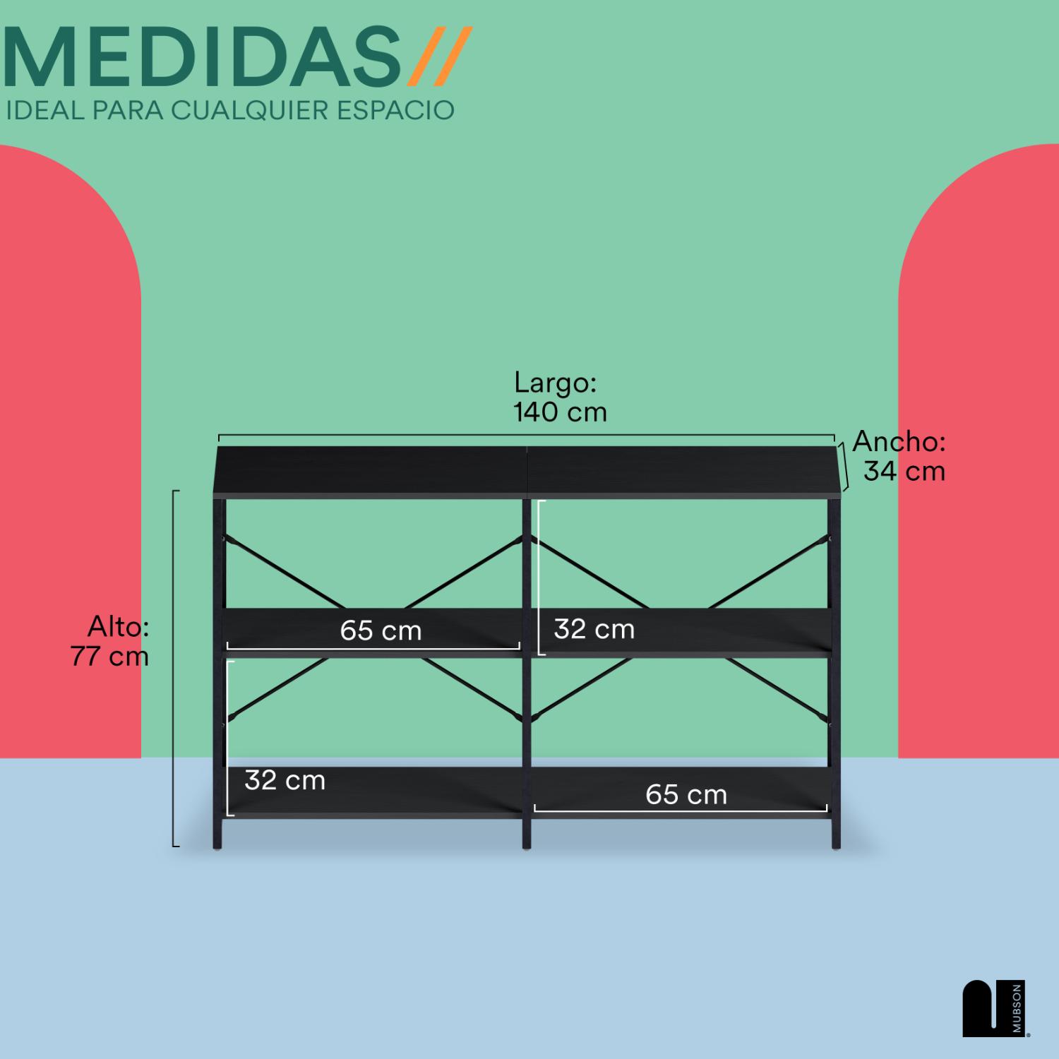 Foto 5 | Credenza 3 Repisas Negra Mubson Recibidor Urzal