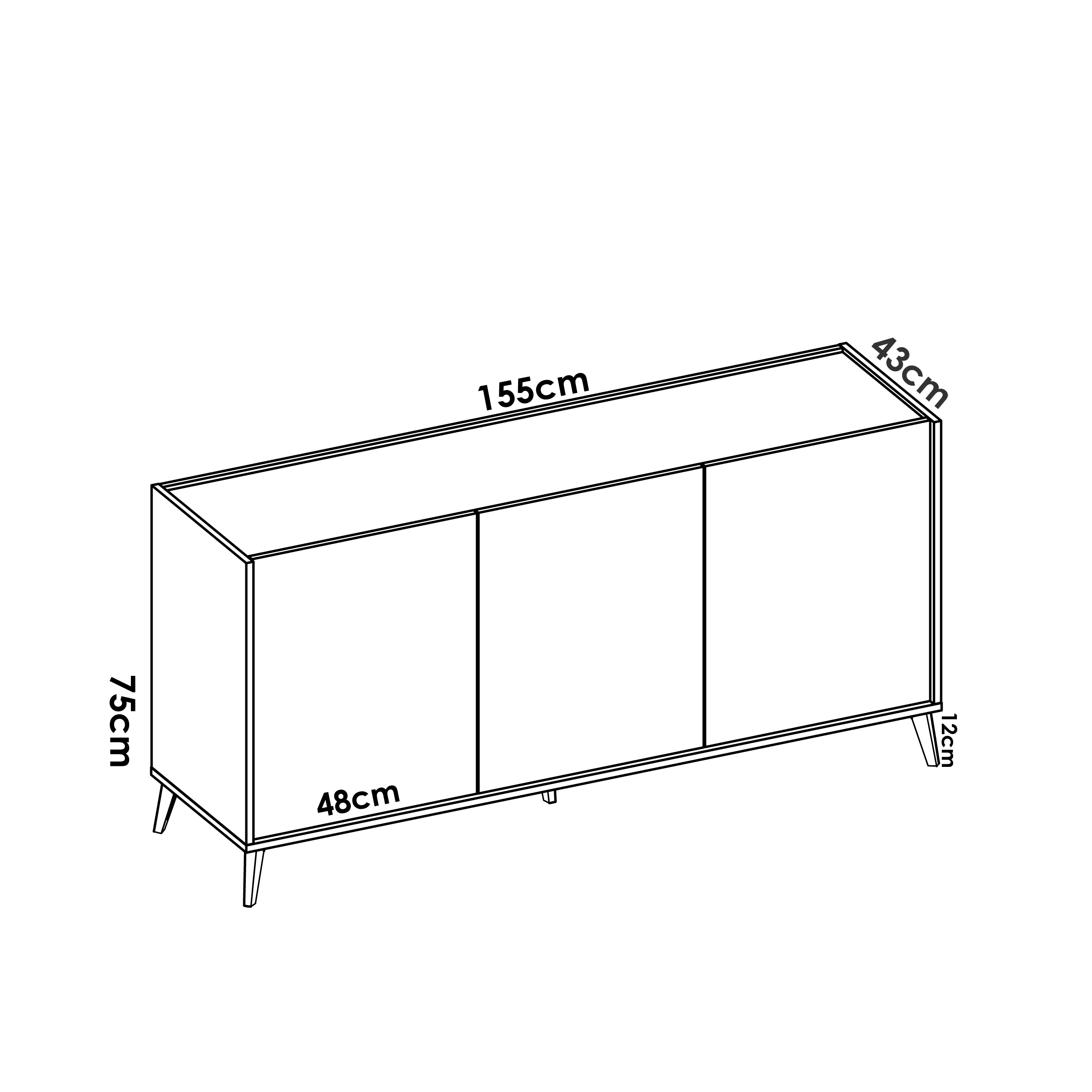 Foto 4 | Credenza Color Gris Y Madera Con 3 Puertas Y 6 Espacios De Almacenaje. Estructura De Madera Industrial