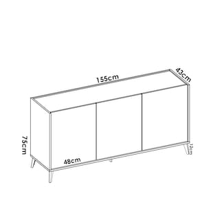 Foto 4 | Credenza Color Gris Y Madera Con 3 Puertas Y 6 Espacios De Almacenaje. Estructura De Madera Industrial