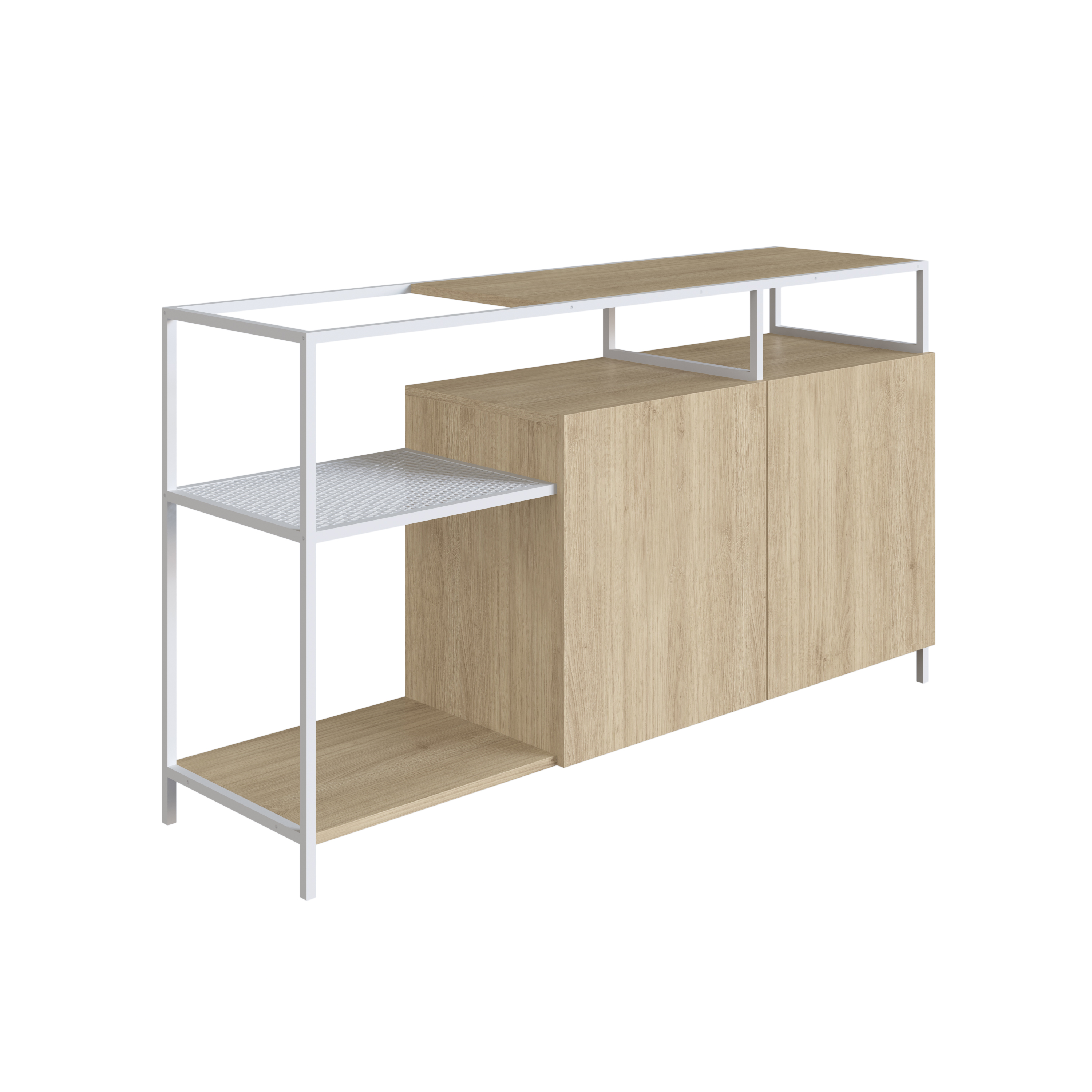 Foto 3 pulgar | Buffete Bar Color Blanco Y Madera Con 6 Espacios De Almacenaje, Estructura Metálica Y Tableros De Madera Industrial