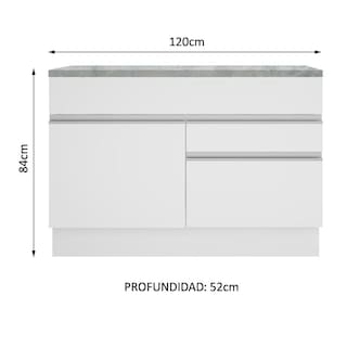 Foto 3 | Gabinete Bajo Bufetera Madesa Glamy 120cm Con Encimera Bb 01