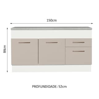 Foto 2 | Gabinete Bajo Bufetera Madesa Agata 150cm Con Encimera Bc 03