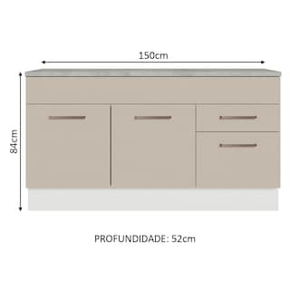 Foto 3 | Gabinete Bajo Bufetera Madesa Agata 150cm Con Encimera Bc 04