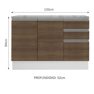 Foto 5 | Gabinete Bajo Bufetera Madesa Glamy 120cm Con Encimera Bm 02