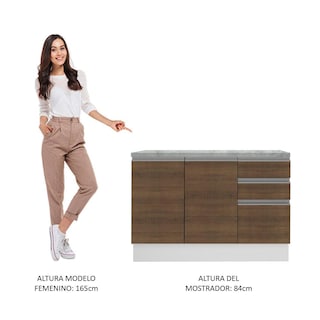 Foto 6 | Gabinete Bajo Bufetera Madesa Glamy 120cm Con Encimera Bm 02