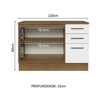 Foto 3 | Gabinete Bajo Bufetera Madesa Agata 120cm Con Encimera Bm