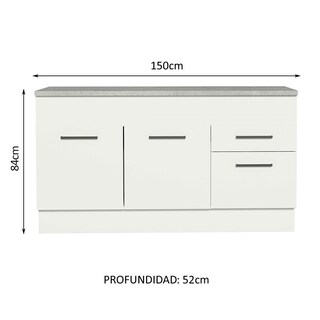 Foto 3 | Gabinete Bajo Bufetera Madesa Agata 150cm Con Encimera Bb