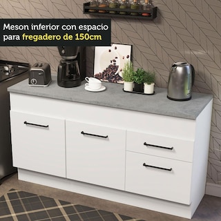 Foto 6 | Gabinete Bajo Bufetera Madesa Agata 150cm Con Encimera Bb