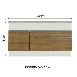 Foto 3 | Gabinete Bajo Bufetera Madesa Glamy 150cm Con Encimera Bm 08