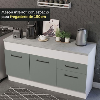 Foto 7 | Gabinete Bajo Bufetera Madesa Agata 150cm Con Encimera Bg 01