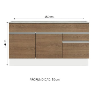 Foto 3 | Gabinete Bajo Bufetera Madesa Glamy 150cm Con Encimera Bm 01