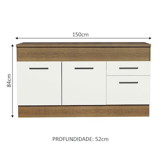 Foto 3 | Gabinete Bajo Bufetera Madesa Agata 150cm Con Encimera Mb