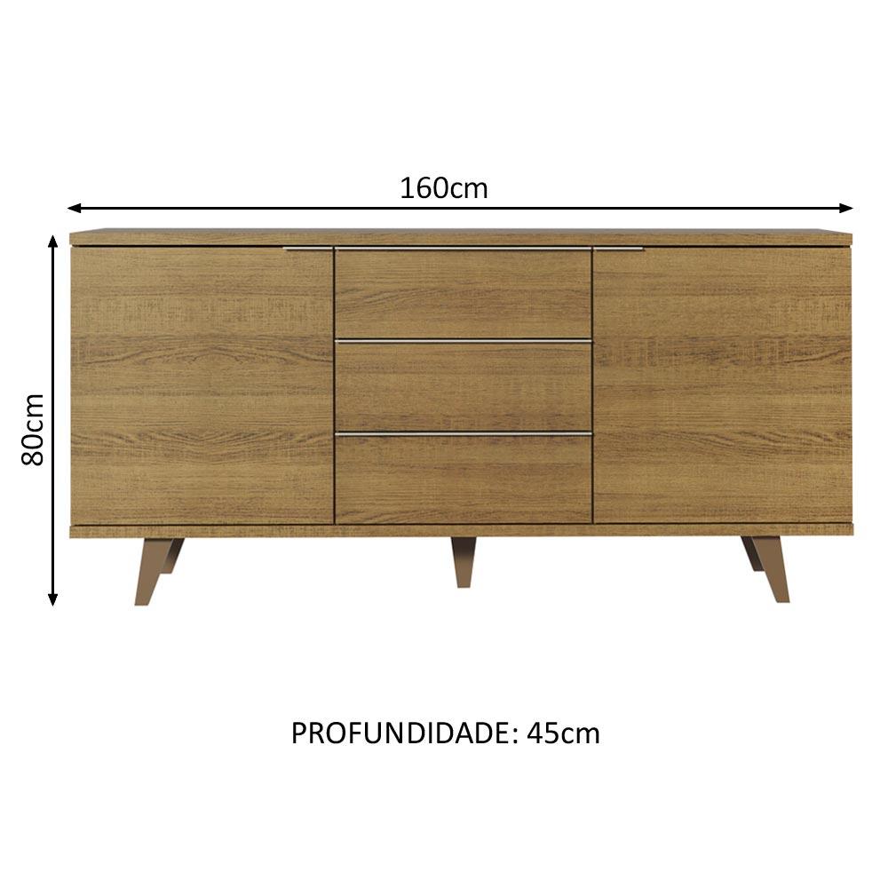Foto 4 pulgar | Buffet Credenza Madesa Para Almacenaje 160cm 3 Cajones Mm
