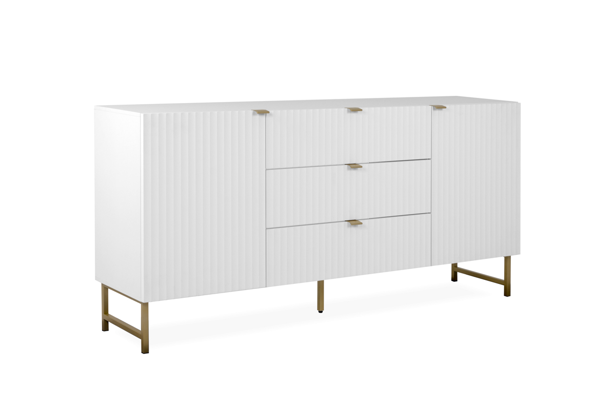 Foto 5 | Credenza Blanca Con 3 Cajones Y 2 Puertas Hecha De Madera Industrial Y Base De Metal