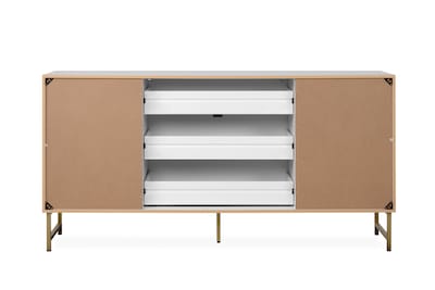 Foto 6 | Credenza Blanca Con 3 Cajones Y 2 Puertas Hecha De Madera Industrial Y Base De Metal