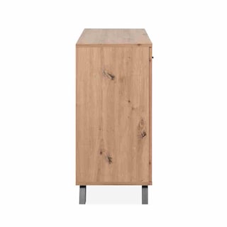 Foto 3 | Credenza Color Roble Con 4 Cajones Y 2 Puertas Con 1 Entrepaño Interno Estructura De Madera Industrial