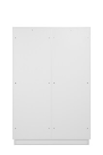 Foto 5 | Vitrina Blanca Y Transparente Con 3 Lados De Cristal, 2 Puertas Y 2 Entrepaños. Estructura De Madera Industrial