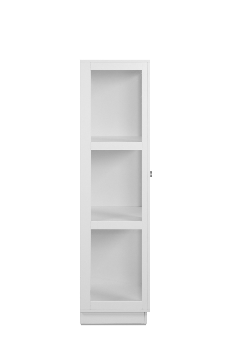 Foto 6 | Vitrina Blanca Y Transparente Con 3 Lados De Cristal, 2 Puertas Y 2 Entrepaños. Estructura De Madera Industrial