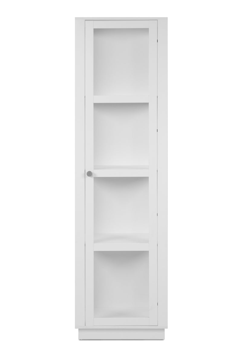 Foto 2 | Vitrina Blanca Y Transparente Con 3 Lados De Cristal, 3 Entrepaños Y Estructura De Madera Industrial