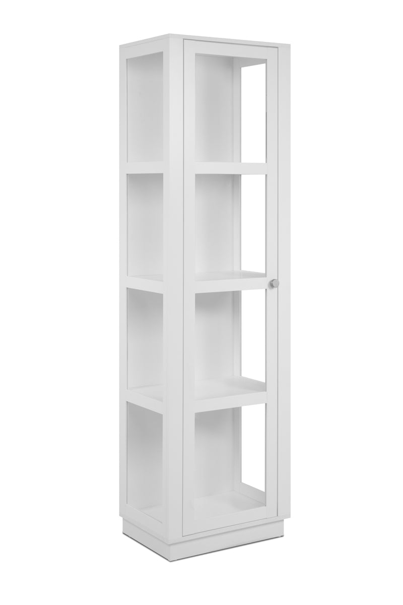 Foto 4 pulgar | Vitrina Blanca Y Transparente Con 3 Lados De Cristal, 3 Entrepaños Y Estructura De Madera Industrial