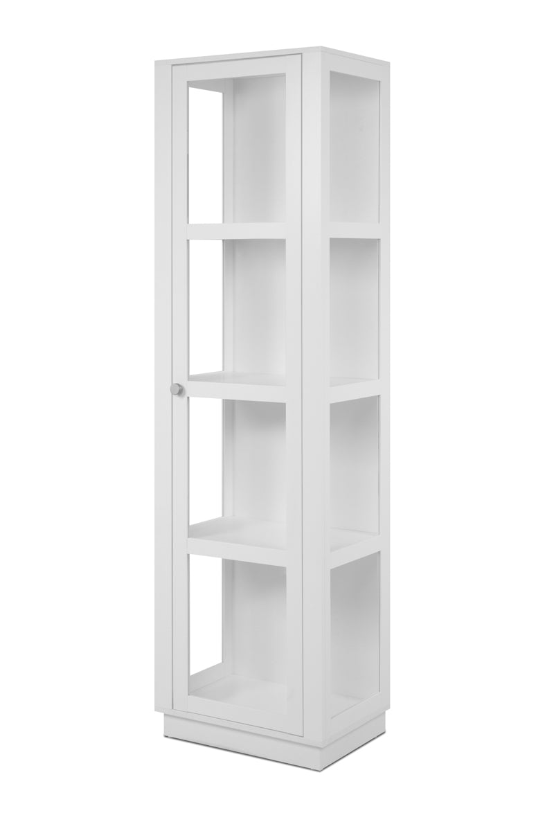 Foto 5 pulgar | Vitrina Blanca Y Transparente Con 3 Lados De Cristal, 3 Entrepaños Y Estructura De Madera Industrial