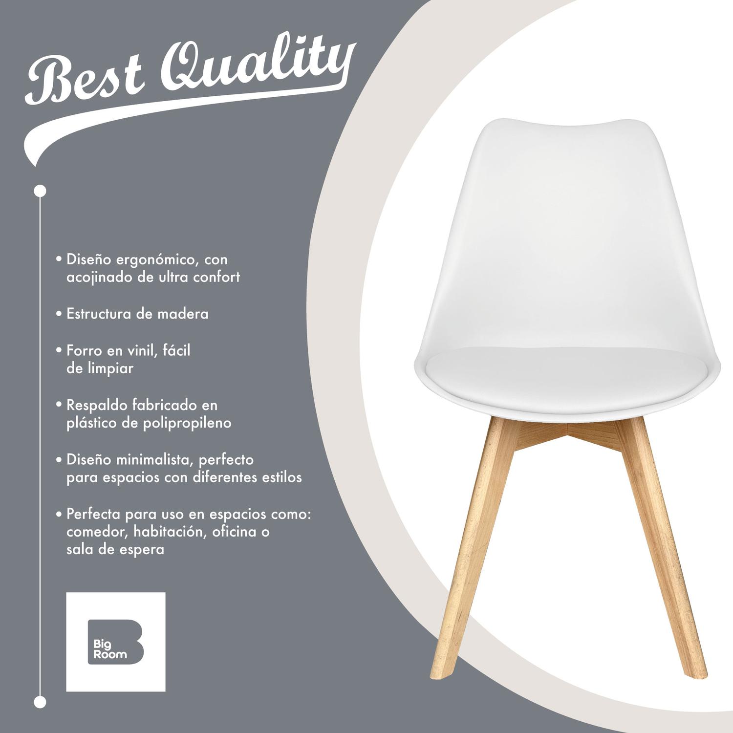 Foto 2 | Sillas Eames Big Room HJSHKT000600 color Blanco Acolchadas 6 Piezas