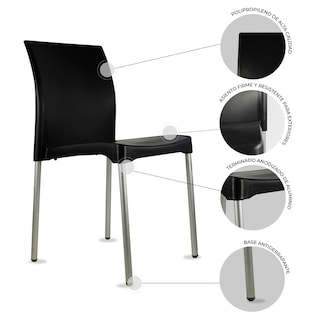 Foto 6 | Paquete 4 Sillas Mundo In Vivanti Comedor Y Jardin Negro