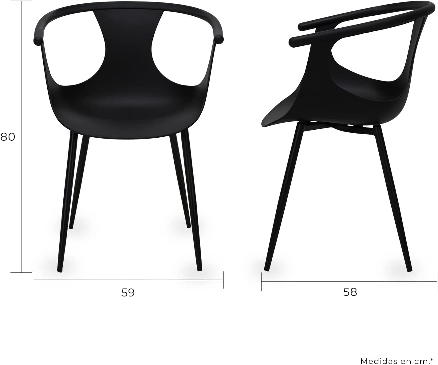 Foto 5 | Paquete 4 Sillas Mundo In Catanzaro Comedor Y Jardin Negro