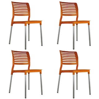Foto 1 | Paquete 4 Sillas Mundo In Galeri Comedor Y Jardin Naranja