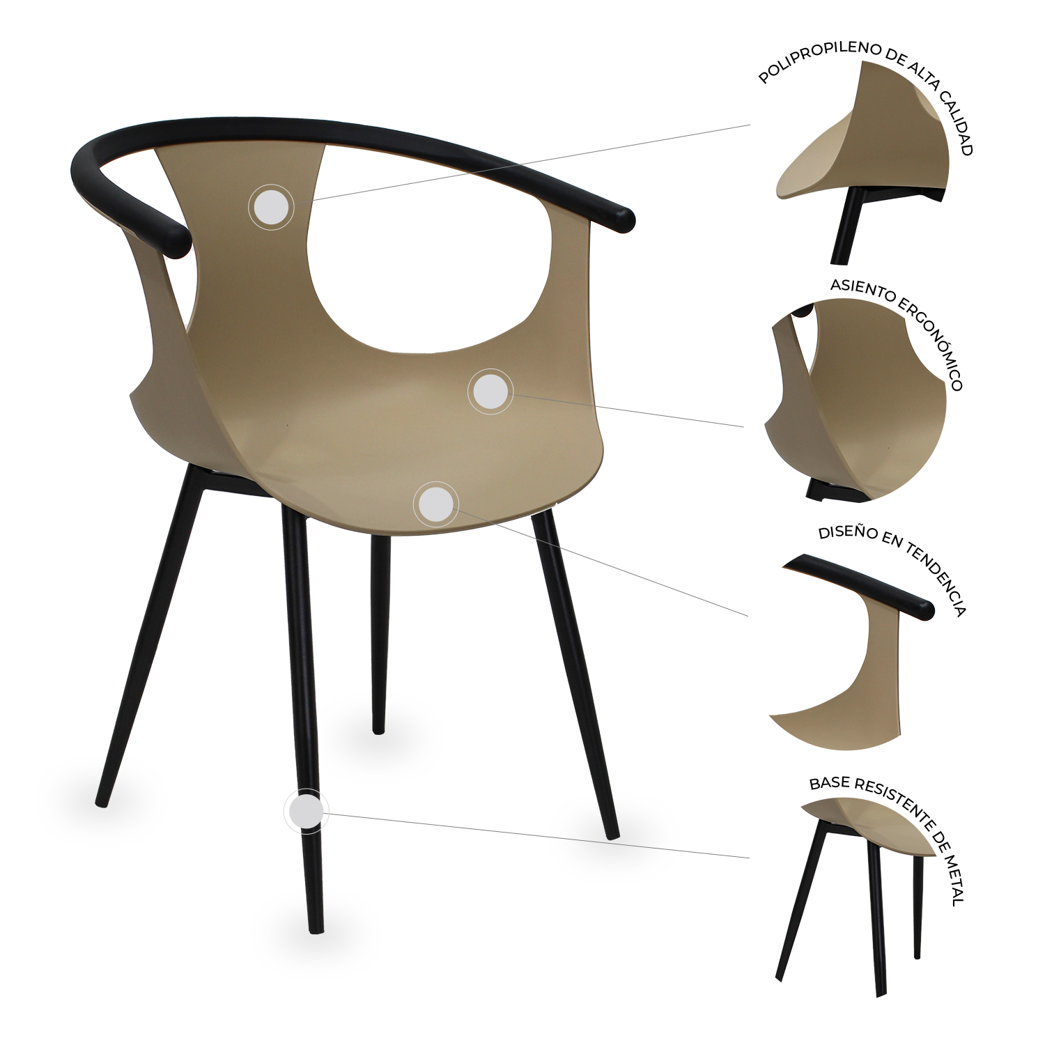 Foto 7 pulgar | Paquete 4 Sillas Mundo In Catanzaro Comedor Y Jardin Beige