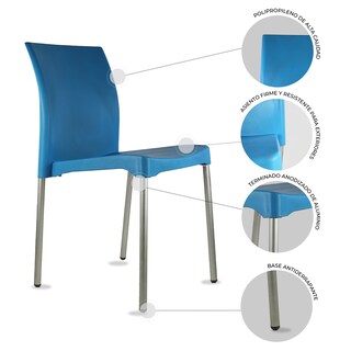 Foto 6 | Paquete 4 Sillas Mundo In Vivanti Comedor Y Jardin Azul