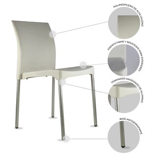 Foto 6 | Paquete 4 Sillas Mundo In Vivanti Comedor Y Jardin Blanco