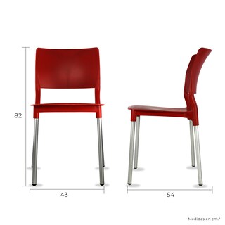Foto 5 | Paquete 4 Sillas Mundo In Alesia Comedor Y Jardin Rojo