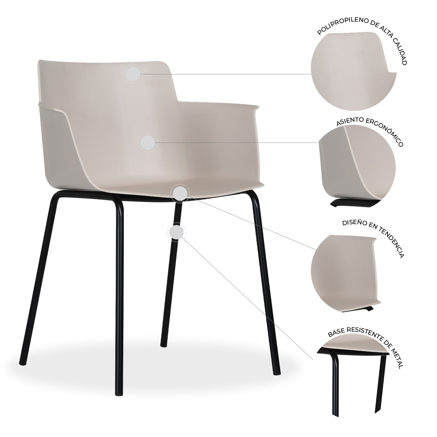 Foto 7 pulgar | Paquete 4 Sillas Mundo In Potenza Comedor Y Jardin Beige