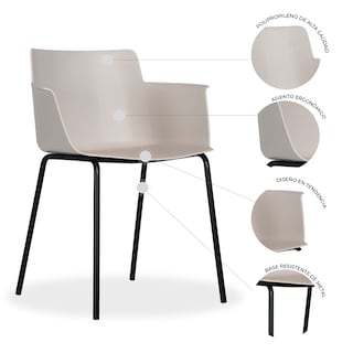 Foto 6 | Paquete 4 Sillas Mundo In Potenza Comedor Y Jardin Beige