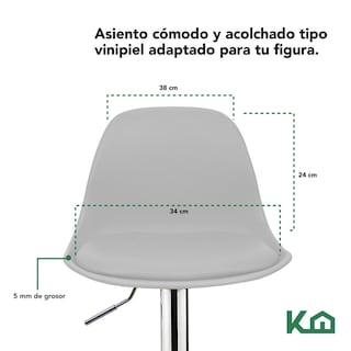 Foto 2 | Banco Alto KingsHouse Giratorio con Respaldo color Blanco