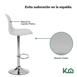 Foto 5 | Banco Alto KingsHouse Giratorio con Respaldo color Blanco