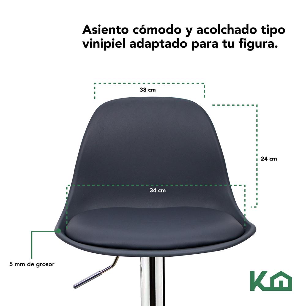 Foto 4 pulgar | Banco KingsHouse 300469 color Negro Silla de Comedor Giratorio con Respaldo para Cafeteria o Cocina