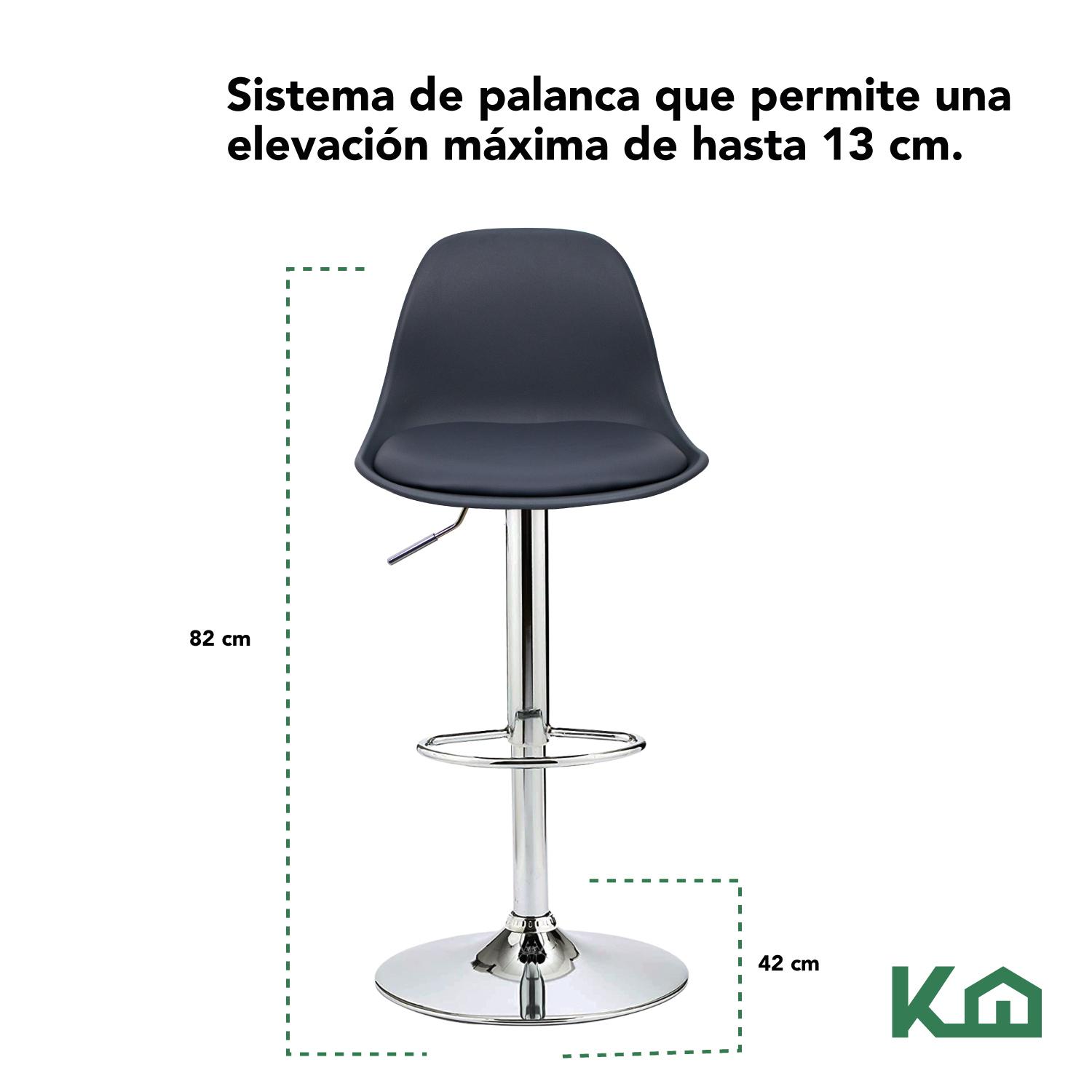 Foto 6 pulgar | Banco KingsHouse 300469 color Negro Silla de Comedor Giratorio con Respaldo para Cafeteria o Cocina